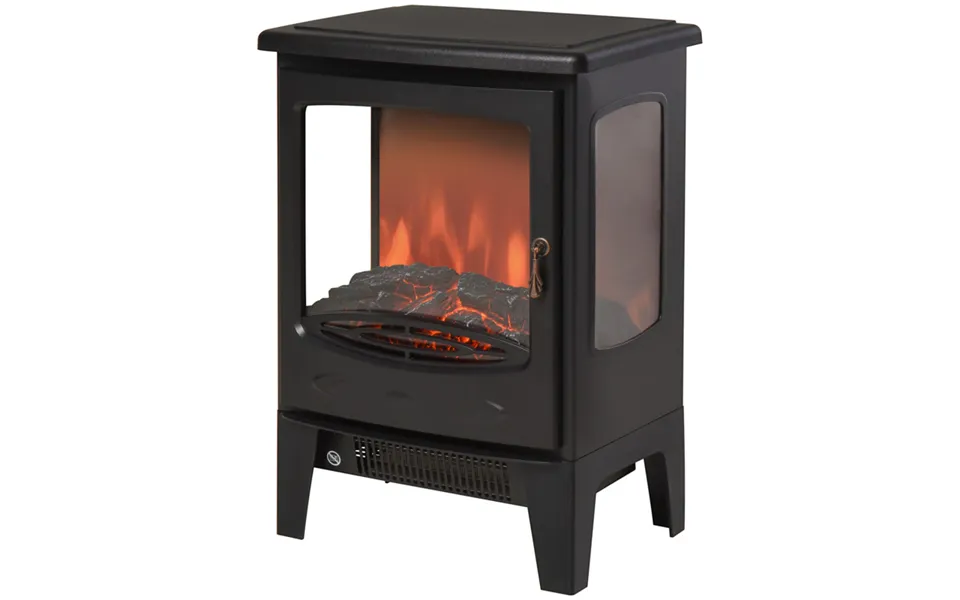 Homcom 1800w Tempered Glass Electric Fireplace Heater - Black