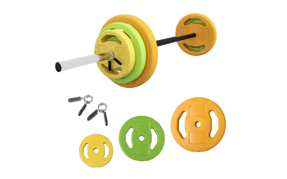Homcom 20kg Barbell Weight Set With Non-slip Handle For Strength Training