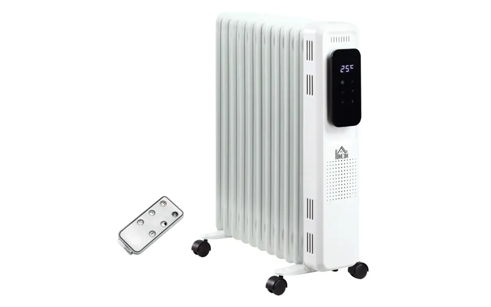 Homcom 2720w Oil Filled Radiator 11 Fin With Adjustable Thermostat, Eco Mode & Remote - White