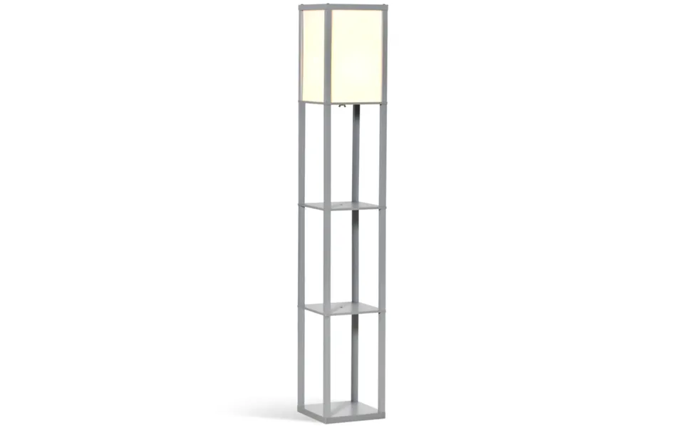Homcom 4-tier Grey Floor Lamp With Storage Shelves & Foot Switch - 160cm Tall