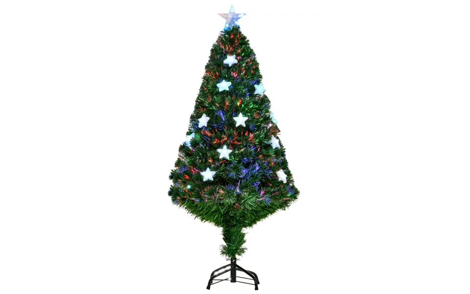 Homcom 4ft Pre-lit Artificial Christmas Tree Fibre Optic Led Lights - Green