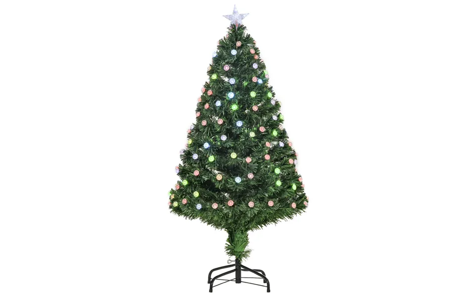 Homcom 4ft Pre-lit Artificial Christmas Tree Fibre Optic Led Lights Green