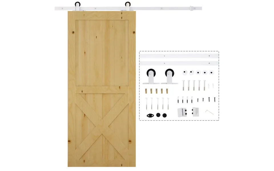 Homcom 6ft Modern Carbon Steel Sliding Barn Door Hardware Kit - White