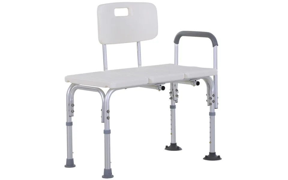 Homcom Adjustable Shower Transfer Bench With Suction Cup Feet, Backrest & Armrests - 80cm-92cm Height