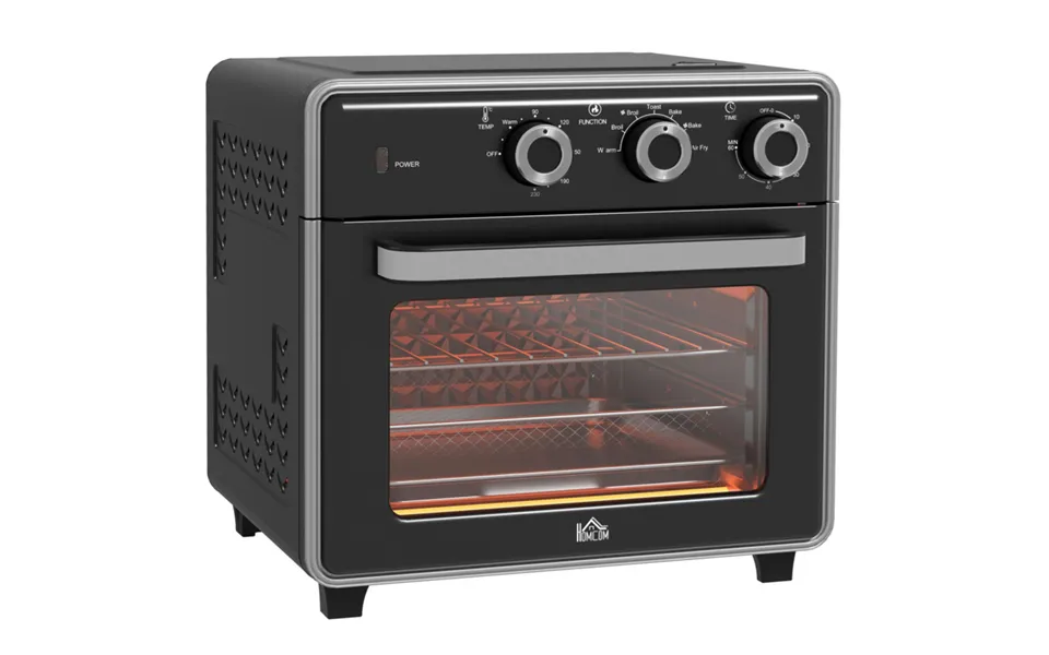 Homcom Black 20l Convection Mini Oven With Air Fryer Function & 7 Cooking Modes - 1400w