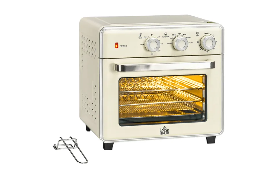 Homcom Cream White 20l Retro Toaster Oven With Air Fry & 7 Functions - 1400w