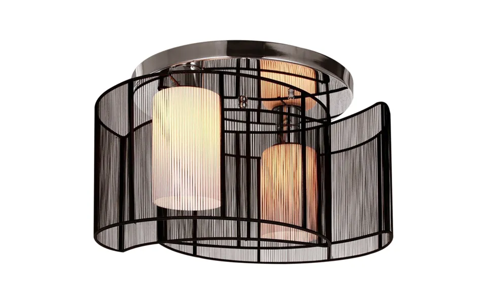 Homcom Double Crescent Fabric Ceiling Chandelier - Black Chrome 40x25h Cm