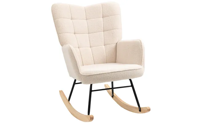 Homcom Fleecy Wingback Rocking Chair W Steel Frame & Wooden Base - Beige product image