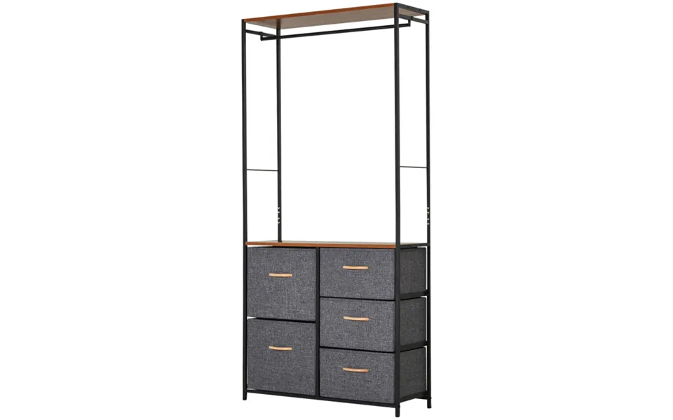 Homcom Freestanding Clothes Hanger Storage Unit 175x83cm - Steel Black & Brown