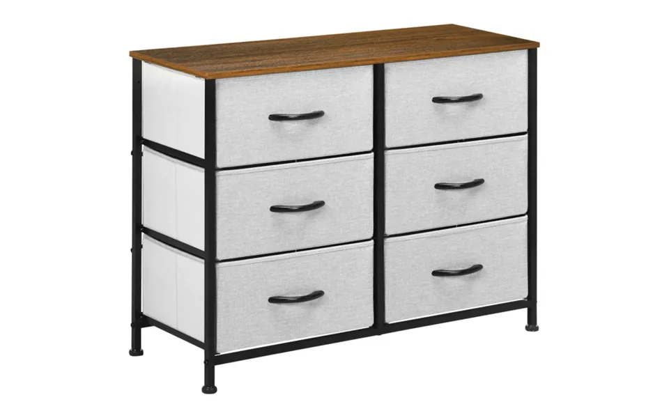 Homcom Grey 6 Drawer Fabric Chest Of Drawers With Wood-effect Top - For Home & Office