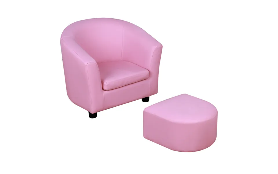 Homcom Kids Mini Sofa With Ottoman - Pink, 18-36 Months, Solid Wood Frame, 45kg Max