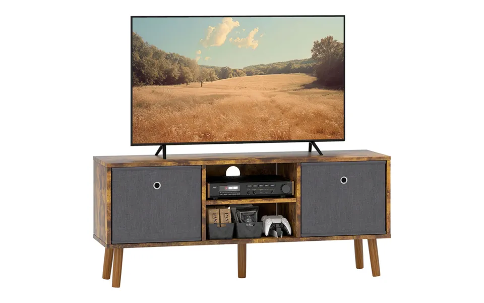 Homcom Modern Tv Cabinet Stand W Shelves & Drawers - Bedroom Rustic Brown