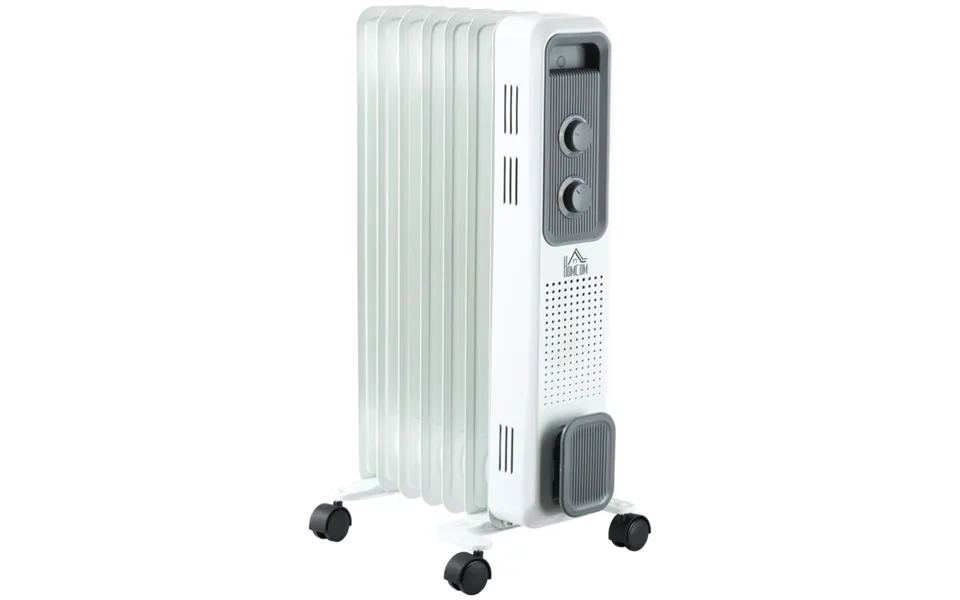 Homcom Oil Filled Radiator 1630w With Adjustable Thermostat & Safety Switch - White