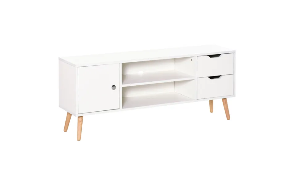 Homcom Particle Board Tv Unit With Storage Drawers Cabinet - Scandinavian Style, 30kg Capacity