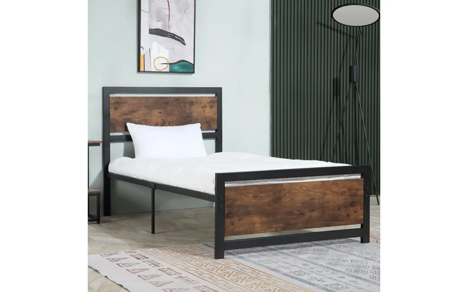 Homcom Single Size Metal Bed Frame W Headboard & Footboard - 97x195x103cm