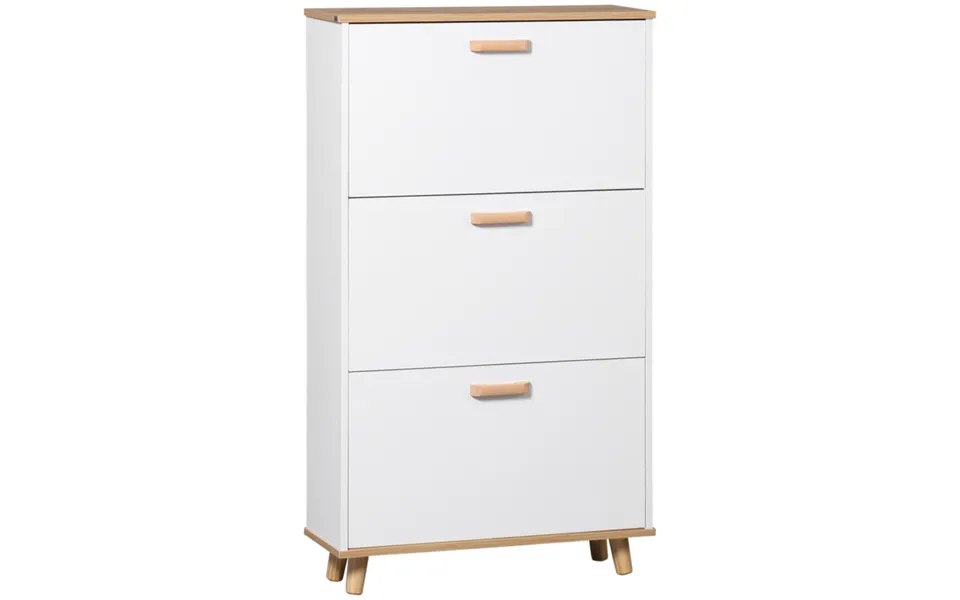 Homcom Slim Shoe Storage Cabinet W 3 Flip Drawers For Entryway Hallway - Holds 12 Pairs