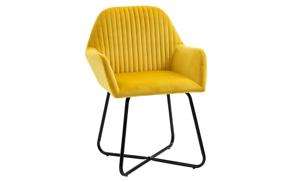 Homcom Velvet-feel Accent Chair With Metal Base - Yellow