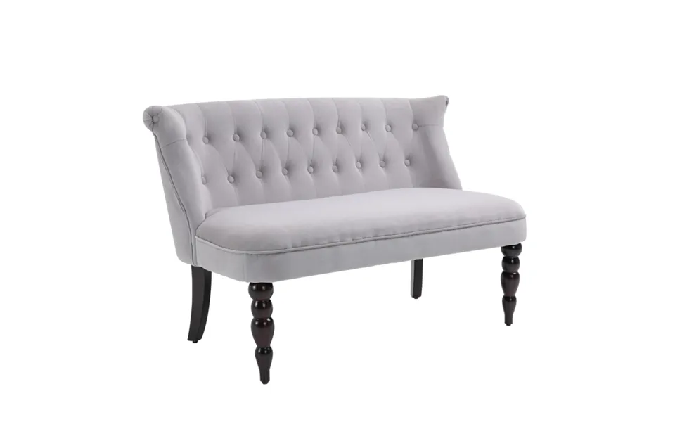 Homcom Velvet-feel French Inspired Two-seat Lounger Couch W Rubberwood Frame Vintage