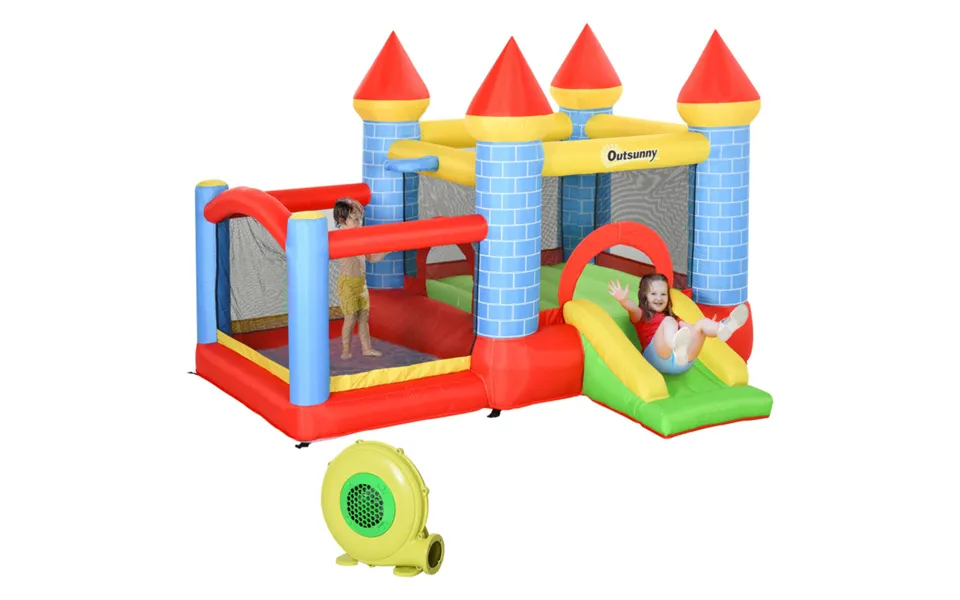 Inflatable Bouncy Castle Slide & Pool - 4-in-1 Fun Centre, Multi-colour