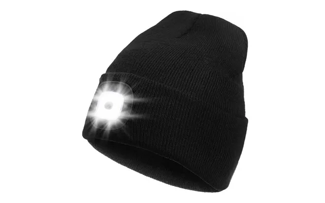 Knit Beanie Hat With 4 Integrated Led Lights - Hands-free Warm Cap For Camping, Hunting, Fishing product image