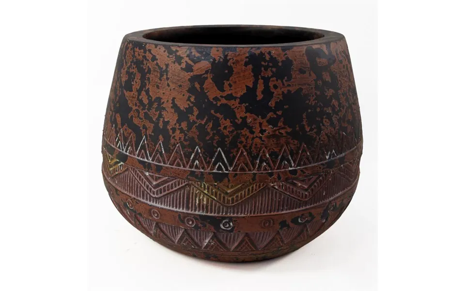Leaf Zaturn Planter 24cm X 30cm - Brown Black