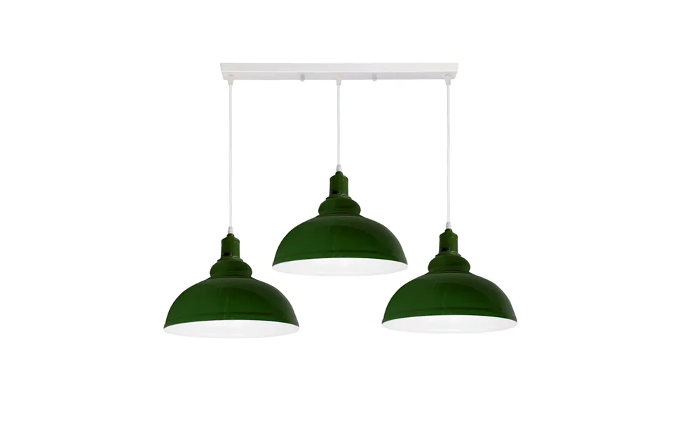 Ledsone 3-light Metal Pendant Fitting - Green, White With Bulb