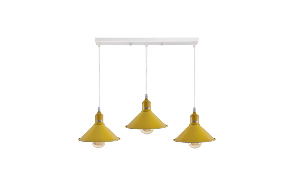 Ledsone 3-light Pendant Fitting E27 Industrial Metal - Yellow, 95cm Adjustable Cables