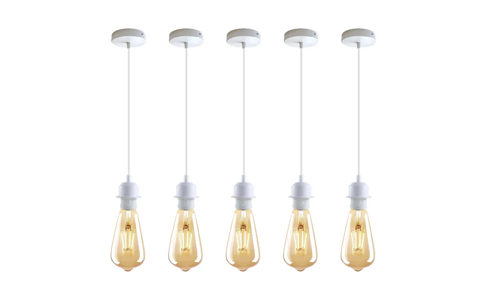 Ledsone 5-pack Metal Ceiling Pendant Light Fittings - E27 Base, 95cm Cable