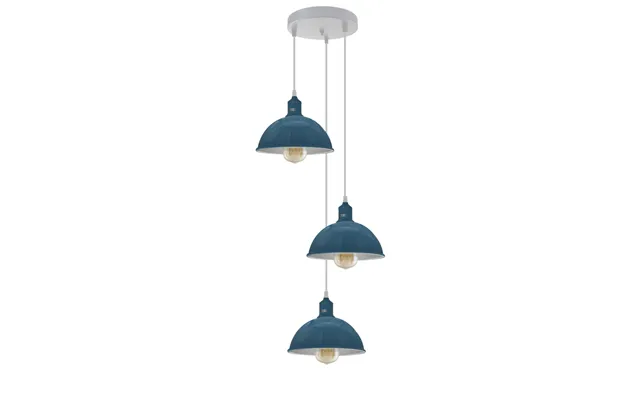 Ledsone Cyan Blue 21cm Diameter Vintage Industrial Pendant Light With Three Outlets & Bulb product image