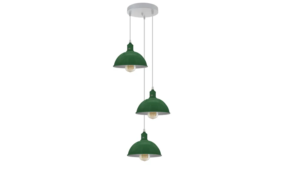 Ledsone Green Industrial Three Socket Pendant Light - 21cm Diameter