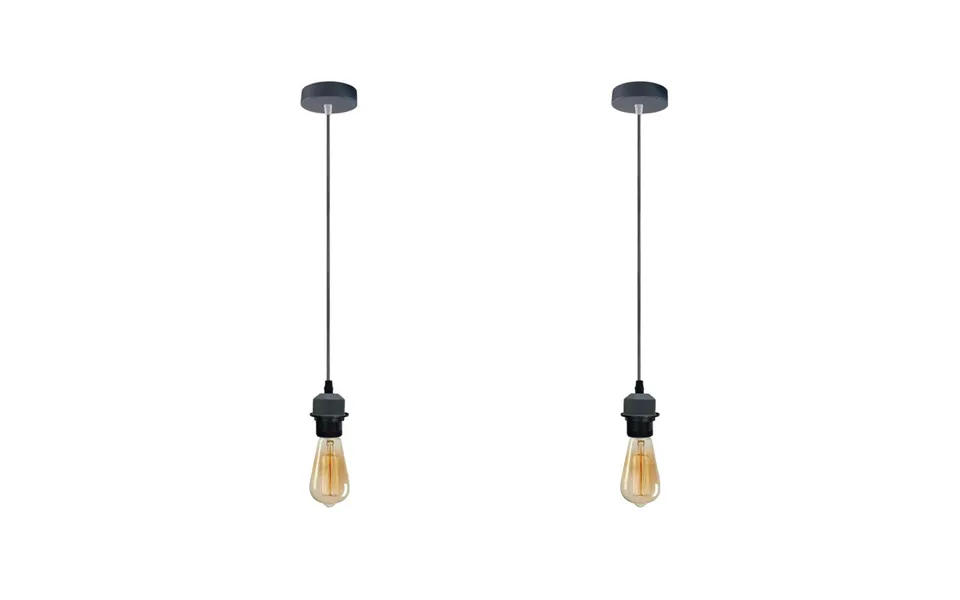 Ledsone Industrial Grey Pendant Light Fitting Set - 95cm Cable, 2 Pack
