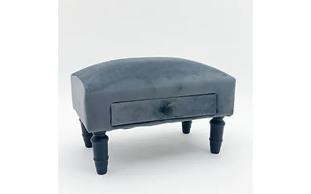 Msl Grey Velvet Footstool With Drawer - Storage Ottoman product image