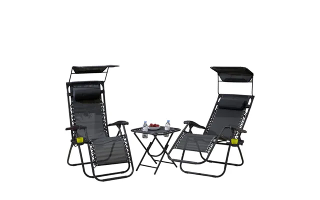 Neo Black Folding Zero Gravity Garden Chairs And Table Set With Cup Holder product image