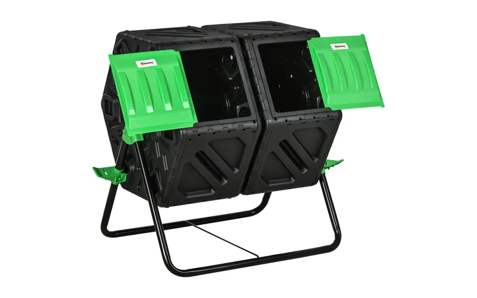 Outsunny 130l Dual Chamber Rotating Composter - Garden & Kitchen Waste With Ventilation Holes