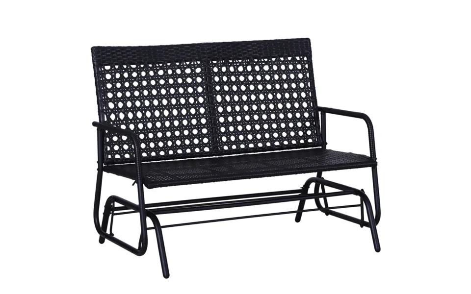 Outsunny 2 Seater Pe Rattan Wicker Glider Bench Rocking Patio Garden Armchair