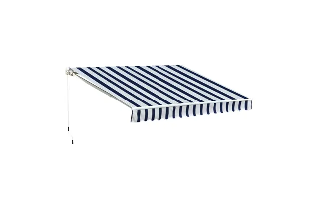 Outsunny 3m X 2.5m Manual Retractable Awning - Blue White Stripes product image