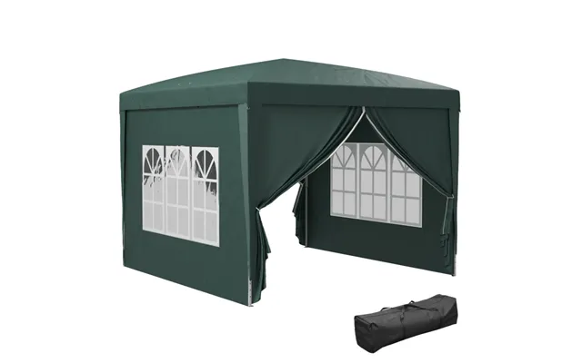 Outsunny 3m X 3m Pop Up Gazebo Party Tent Canopy Marquee With Storage Bag - Green product image