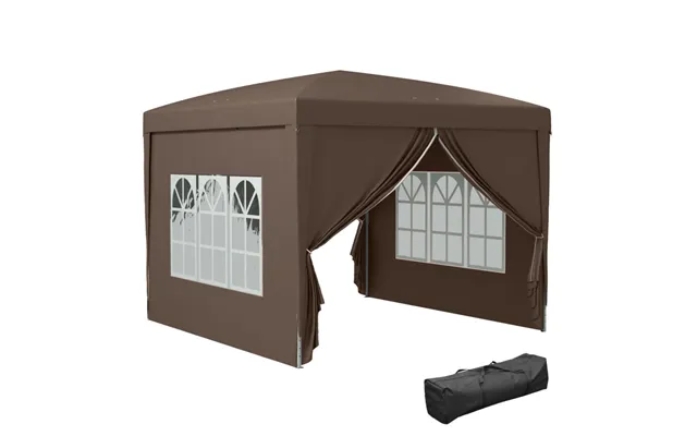 Outsunny 3x3m Pop Up Gazebo Party Tent Canopy Marquee With Storage Bag - Coffee product image