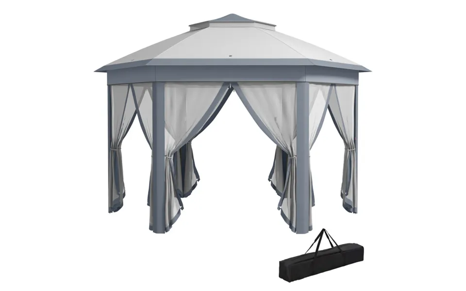 Outsunny 4m X 4m Pop-up Gazebo - Grey With Mesh Curtains