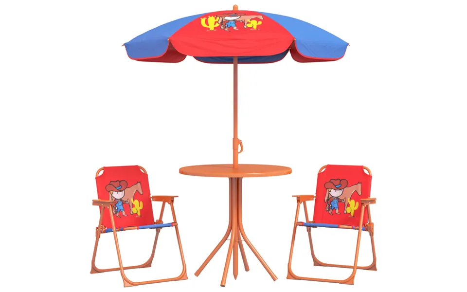 Outsunny Cowboy Kids Bistro Table And Chair Set With Adjustable Parasol