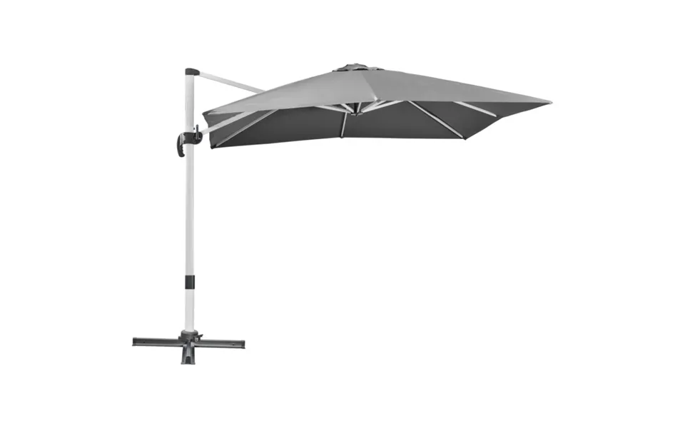 Outsunny Grey 3x3m Cantilever Garden Parasol Umbrella With Two-tier Canopy & 360 Foot Pedal