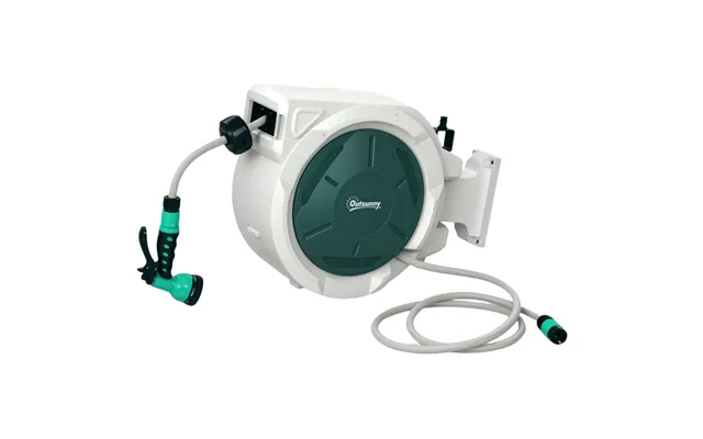 Outsunny Retractable Garden Hose Reel Wall Mounted 20m With 180 Swivel - Light Grey product image