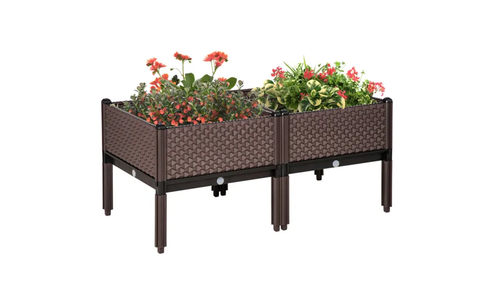 Outsunny Set Of 2 Raised Garden Bed Elevated Planter Box For Flower - Vegetables