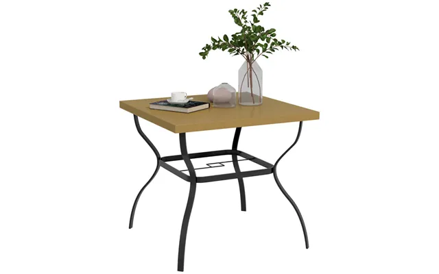 Outsunny Steel Square Garden Dining Table - Seats 4, Integrated Parasol Hole, Grey product image