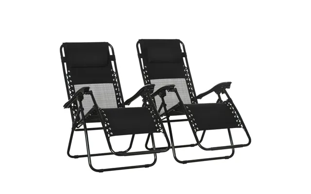 Outsunny Zero Gravity Recliner Chair Set Of 2 With Footstool & Headrest - Black product image