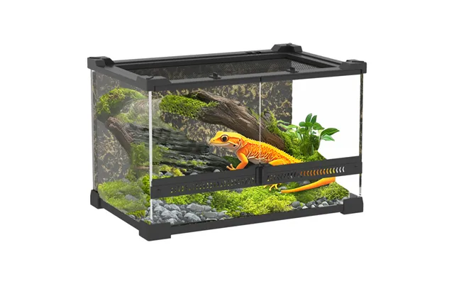 Pawhut 10l Glass Terrarium - Reptile Vivarium With Stone Background product image