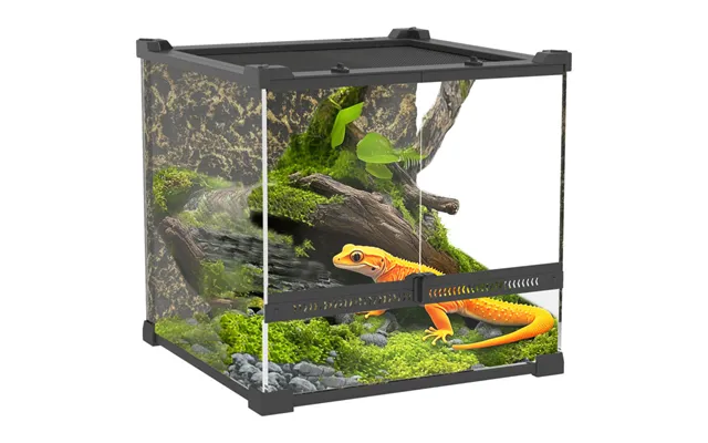 Pawhut 24l Glass Terrarium - Reptile Vivarium With Stone Background product image