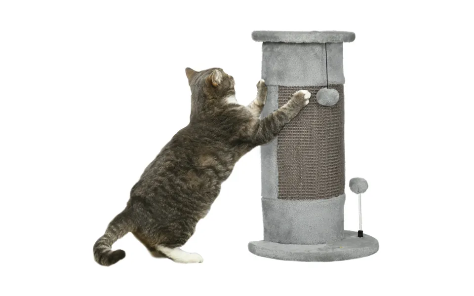 Pawhut 58cm Corner Cat Scratching Post With Sisal Rope & Plush Platforms - Grey