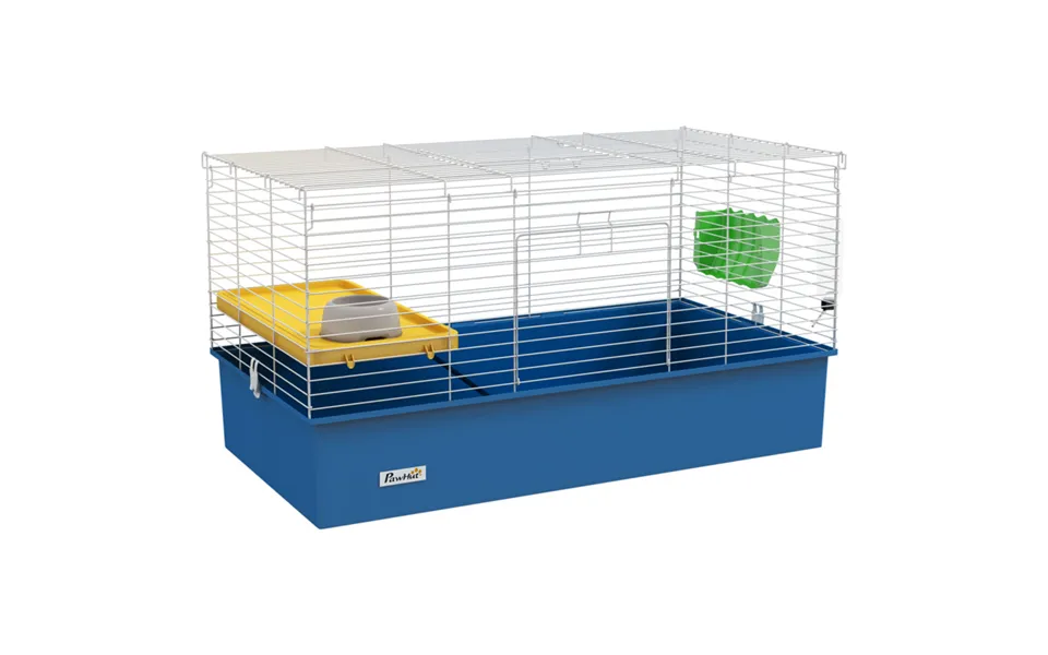 Pawhut Blue Small Animal Cage For Rabbits & Guinea Pigs - Pet Playhouse With Accessories