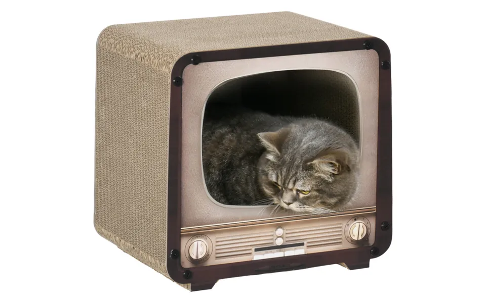 Pawhut Corrugated Cardboard Tv Cat Scratching Board With Catnip - Brown